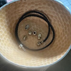 Pandora Black Braided bracelet with silver beads